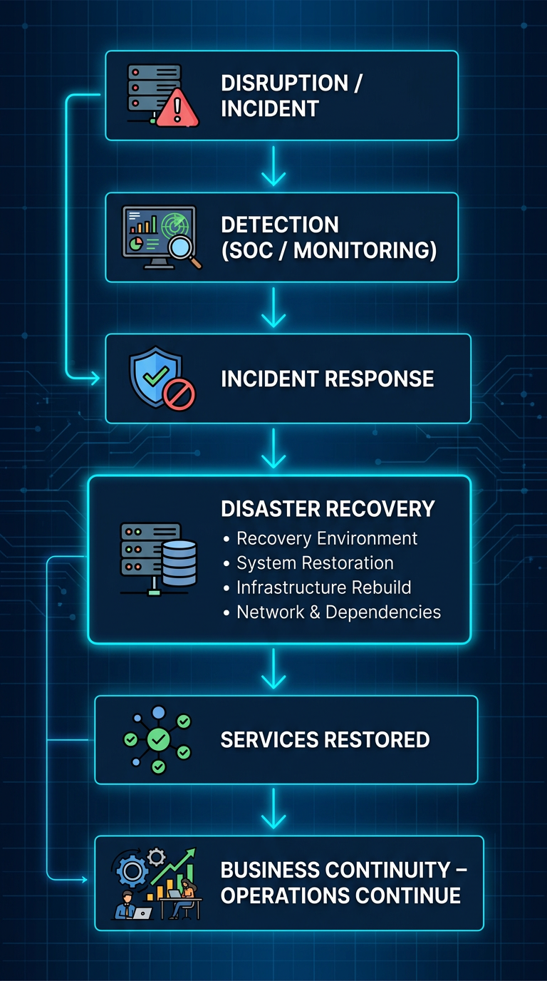 Firefly_GeminiFlash_Cybersecurity process diagram on a dark blue technology background, minimalistic corp 809611