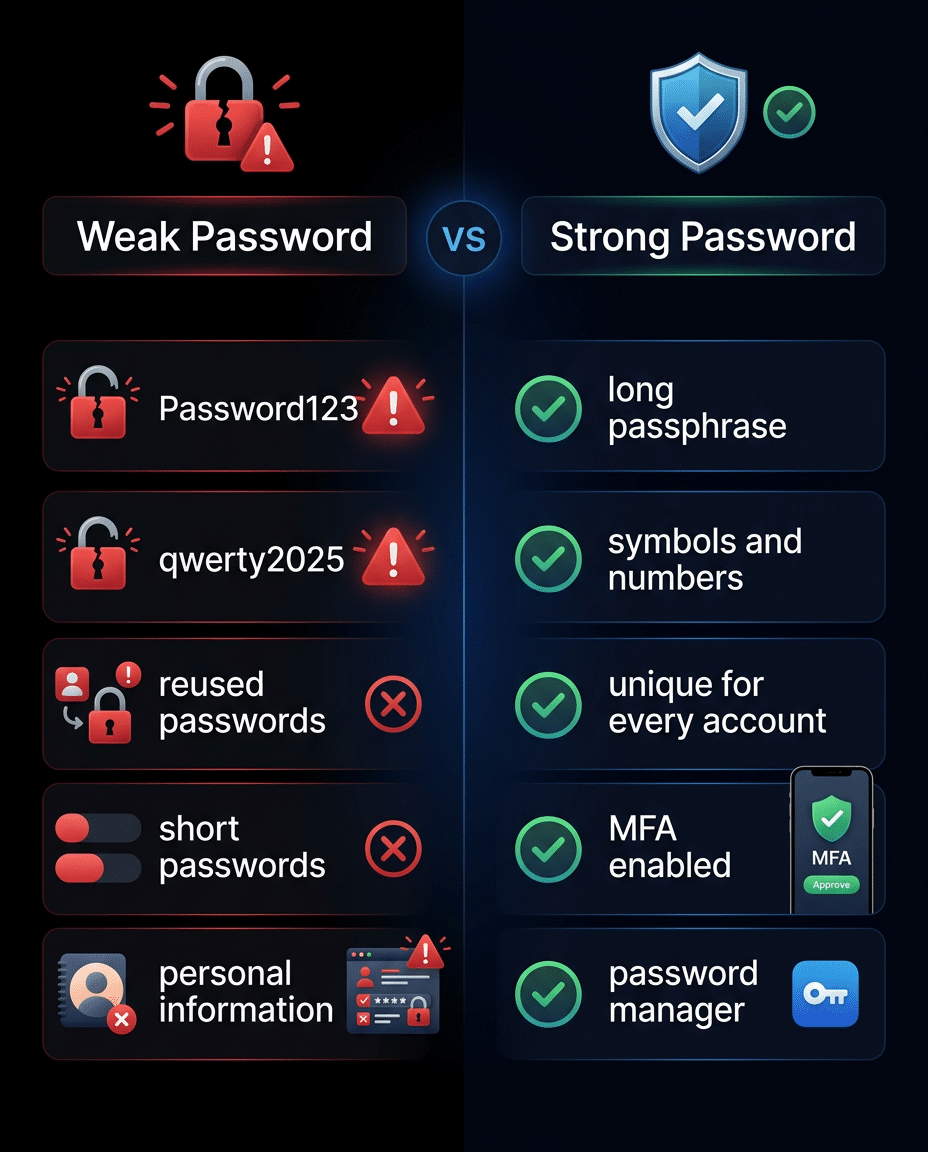 Firefly_Gemini Flash_Dark cybersecurity comparison infographic. Premium modern enterprise style. Split-scr 770141
